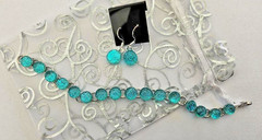 Handcrafted Fused Aqua Dichroic Glass Bracelet & Bonus Earrings