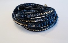 Authentic Chan Luu Blue Lapis & Silver Nugget With Gold Fill Wrap Bracelet