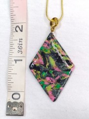 Handcrafted Earring Chain Necklace Set Polymer Clay Black Neon Pink Green Yellow