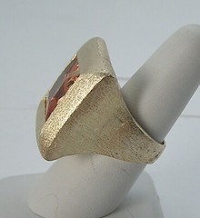 Stunning Statement Modernist Huge Sterling Vermeil Mystic Topaz Asscher Sq. Ring
