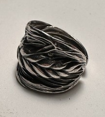 Harvest Wheat Ring Textured Silver Adjustable Band Art Size 7