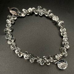 Sterling Silver 925 Saki Clear Quartz Necklace Toggle Clasp Prism Pendant 16 In