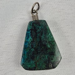 Green Chrysocolla Stone Pendant Trapezoid Shape Natural Gemstone Boho Charm 1.5″