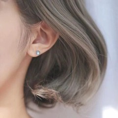 Natural Moonstone 5mm Round Beads Earrings Silver Simple Fine Stud Earring Gift