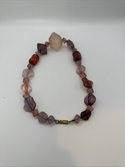 Retro Berry Blush Acrylic Geometric Chunky Necklace, 70s Statement Jewelry