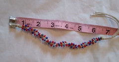 Macrame Twist Braided Bracelet Shiny Blue & Red Beads~10.5″ L~Tie Closure~NWOT