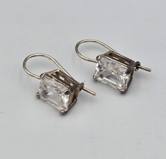 Silpada CZ 925 Sterling Silver Rectangle Cubic Zirconia Earrings W0353