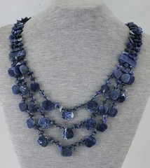 Hand Knotted Multi Strand Blue Sodalite Stone Bead Necklace