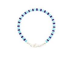 4mm Blue Arizona Turquoise & Royal Blue Lapis Lazuli Bracelet in Sterling Silver