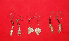 Jewelry – Mexican Milagro (w/ beads) Earrings (3 prs.) – Vintage – 2″ Drop/Hook