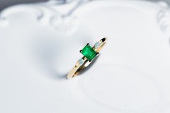 Starry Night Mexican Fire Opal Diamond Engagement Ring 18K Yellow Gold