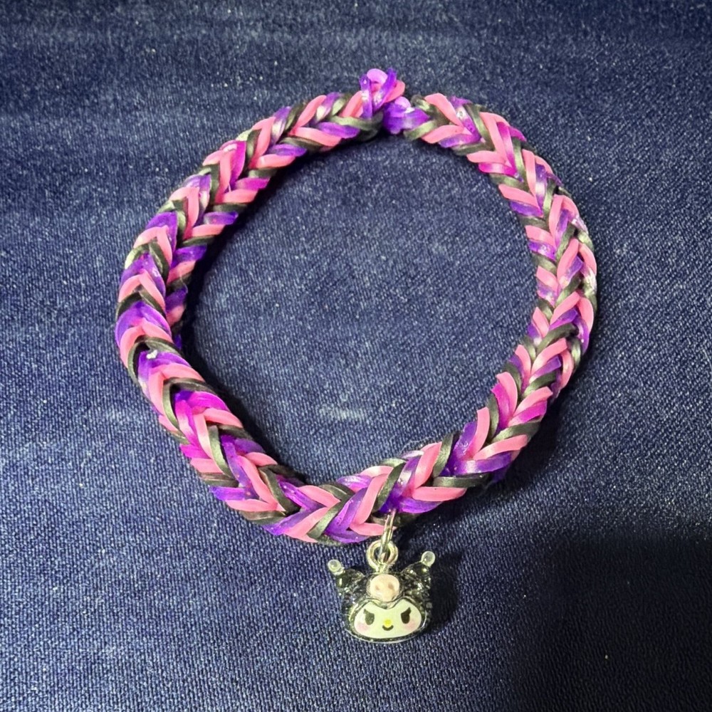 Handmade Sanrio Karomi Braided Rubber Charm Bracelet – Unisex Adults