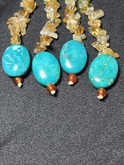 Handcrafted Boho Gemstone Lariat: Peridot Citrine Turquoise Flower Pendant 101