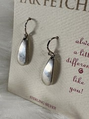 NEW Vintage FAR FETCHED Sterling Silver Teardrop Earrings .925 Silver NWT
