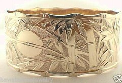 QUOTE 24MM 14K YELLOW GOLD HAWAIIAN CUSTOM ENGRAVED PERSONALIZED BANGLE 6.5-9 #2