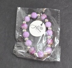 Jilzara Lilac Girls Petite Silverball Polymer Clay Bead Stretch Bracelet Artisan