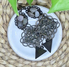 crushed healing stone earrings