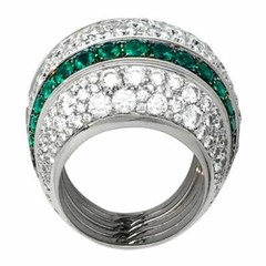 Brilliant Rose Round Cut 7.24TCW Green Emerald With Sparkling CZ Handmade Ring