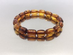 AMBER BRACELET Gift Barrel Natural BALTIC AMBER Beads Ladies Jewelry 7g 19329