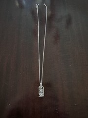 Vintage Sterling Silver Egyptian Cartouche Scarab Necklace – 17″