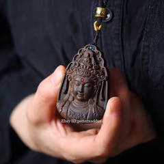 Wooden Carving Single Tara Universal Salvation Double-Sided Pendant Handicraft
