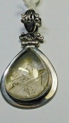 ATTRACTIVE STERLING SILVER PENDANT WITH UNTREATED NATURAL RUTILATED QUARTZ!