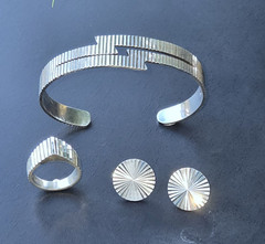 VTG Taxco «2 Trees» TS-30 925 Modernist Cuff, Ring. Earrings Married Suite