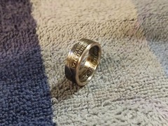 Indiana Handcrafted Washington Quarters coin ring, size 7 1/2 (2002)