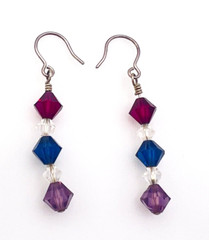Two Pairs Of Sterling Silver Multicolor Bicone Dangle Pierced Earrings