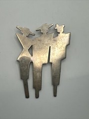 925 S-99 Mexico Marked Silver Hat Deco Fashion 3 People Brooch/Pin-VTG K75