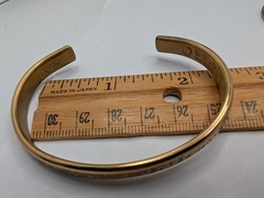 Sergio Lub Peace Frieden Shalom Engraved Brass Cuff Bracelet Handmade USA
