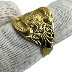 King Arthur’s Gold Electroplated Artisan Spoon Ring Size 6.75 Upcycled in USA