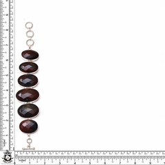 Irish Bloodstone Genuine Gemstone Silver Bracelet B4647