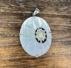 Handmade Sterling Silver Abalone with Mother of Pearl Center Pendant