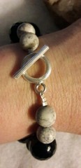 Artisan Dark Purple Agate Bracelet Size Small 2″ Dangle Earrings Set