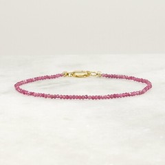Ruby Bracelet Ultra Dainty Gemstone Birthday Gift for Her Everyday Thin Bracelet