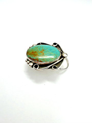 Sterling Silver Scarf Slide Bolo Slide Royston Turquoise Southwestern Style