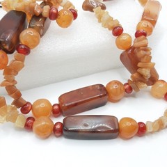 African Antique Style Mali Carnelian Agate Bead Necklace Toggle Leaf Clasp 32″