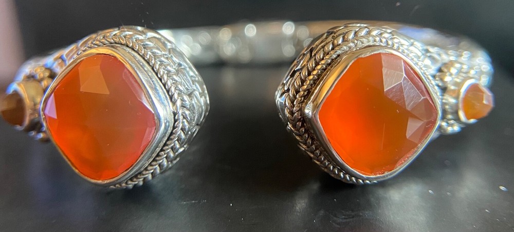 Sarda,Bali Handmade,Gorgeous,”Glowing”Carnelian/925,Tip-Tip Bracelet Sz 6.0;6.5