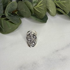 Vintage Zuman Israel Sterling Silver CZ Artisan Design Ring Size 8