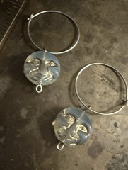 Czech Uranium Glass Man In The Moon Earrings