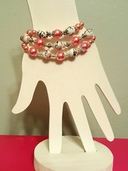 Pretty BALLET PINK Handmade Ceramic Set 3 Bracelets +Earrings 925 Silver Spacers