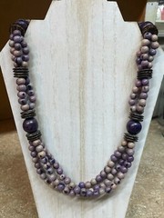 TROPICAL ARTISAN ORGANIC Açaí Seed Beaded Double Strand Purple Necklace