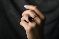 Garnet Ring Anemone 14k Rose Gold Filled Trillion Cut Triangle Gem