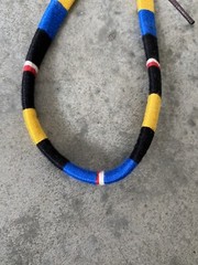 Woven Striped Blue Yellow Black Collar Necklace