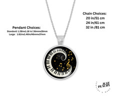 Music Lover Art Silver Jewelry Necklace Set