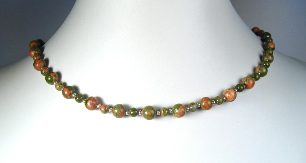 Lyn’s Jewelry Unakite Necklace Silver 16″