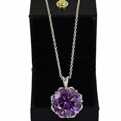 RARE 17 Ct Certified Purple Diamond Solitaire Pendant, Free Diamond Studs.