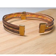 Mixed Metal Cuff Bracelet Women’s 7.75 Copper Brass Good Braided Boho
