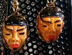 MaryBee Jewelry: Gold Tone Asian Mask Pierced Earrings 07-07-2021